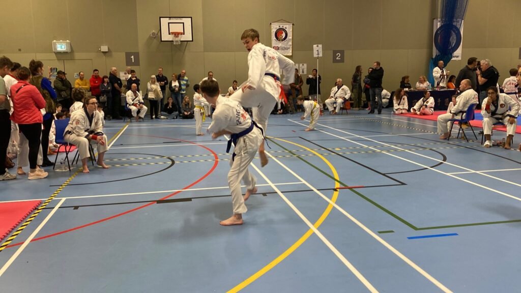 Rainham Tang Student performing a jumping side kick